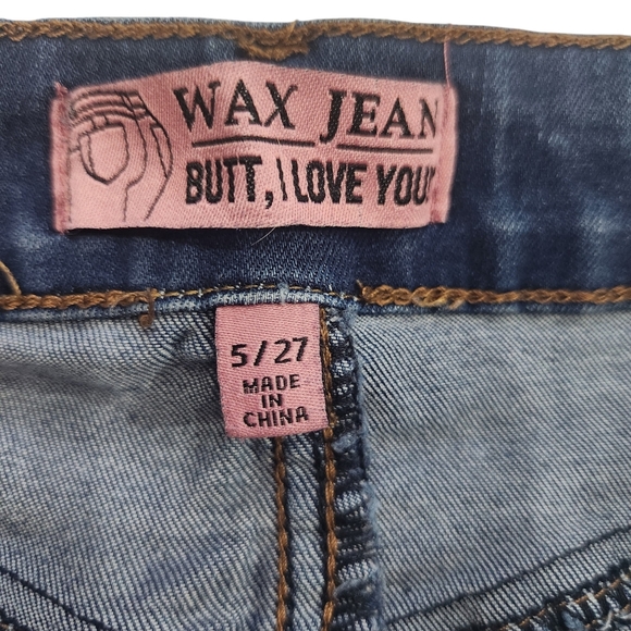Wax Jean Y2K Butt I Love You Distressed Skinny Stretch Dark Grunge Jeans 5/27 - Picture 8 of 12